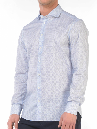 camicia da uomo Bastoncino fantasia geometrica collo francese
