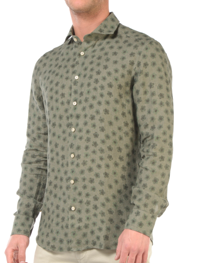 camicia da uomo Bastoncino fantasia floreale collo francese
