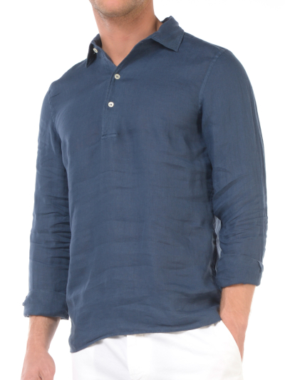 camicia da uomo Mc2 Saint Barth in lino a casacca