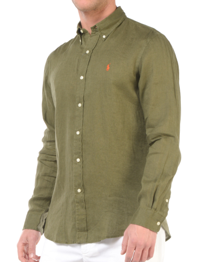 camicia da uomo Ralph Lauren in lino con logo