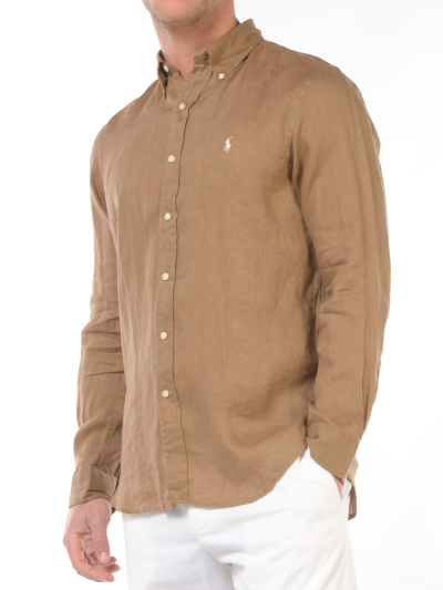camicia da uomo Ralph Lauren in lino con logo