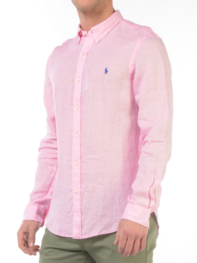 camicia da uomo Ralph Lauren in lino con logo