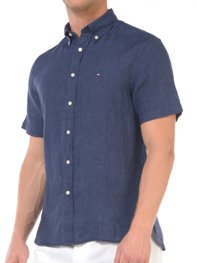 camicia da uomo Tommy Hilfiger manica corta in lino