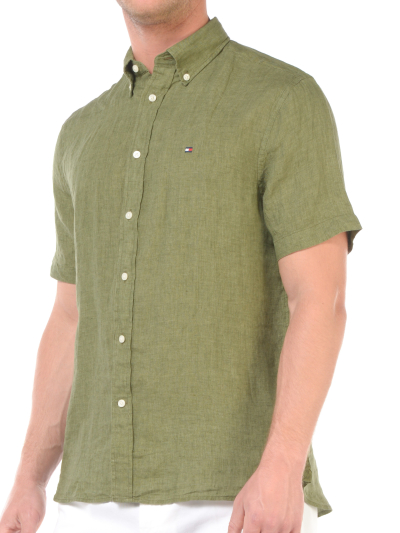 camicia da uomo Tommy Hilfiger manica corta in lino
