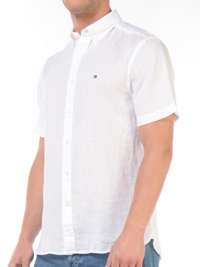 camicia da uomo Tommy Hilfiger manica corta in lino