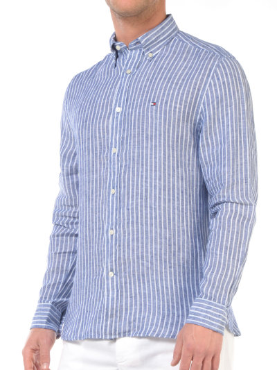 camicia da uomo Tommy Hilfiger in lino a righe