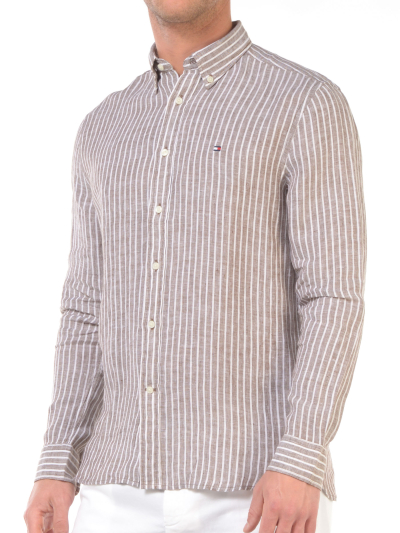 camicia da uomo Tommy Hilfiger in lino a righe