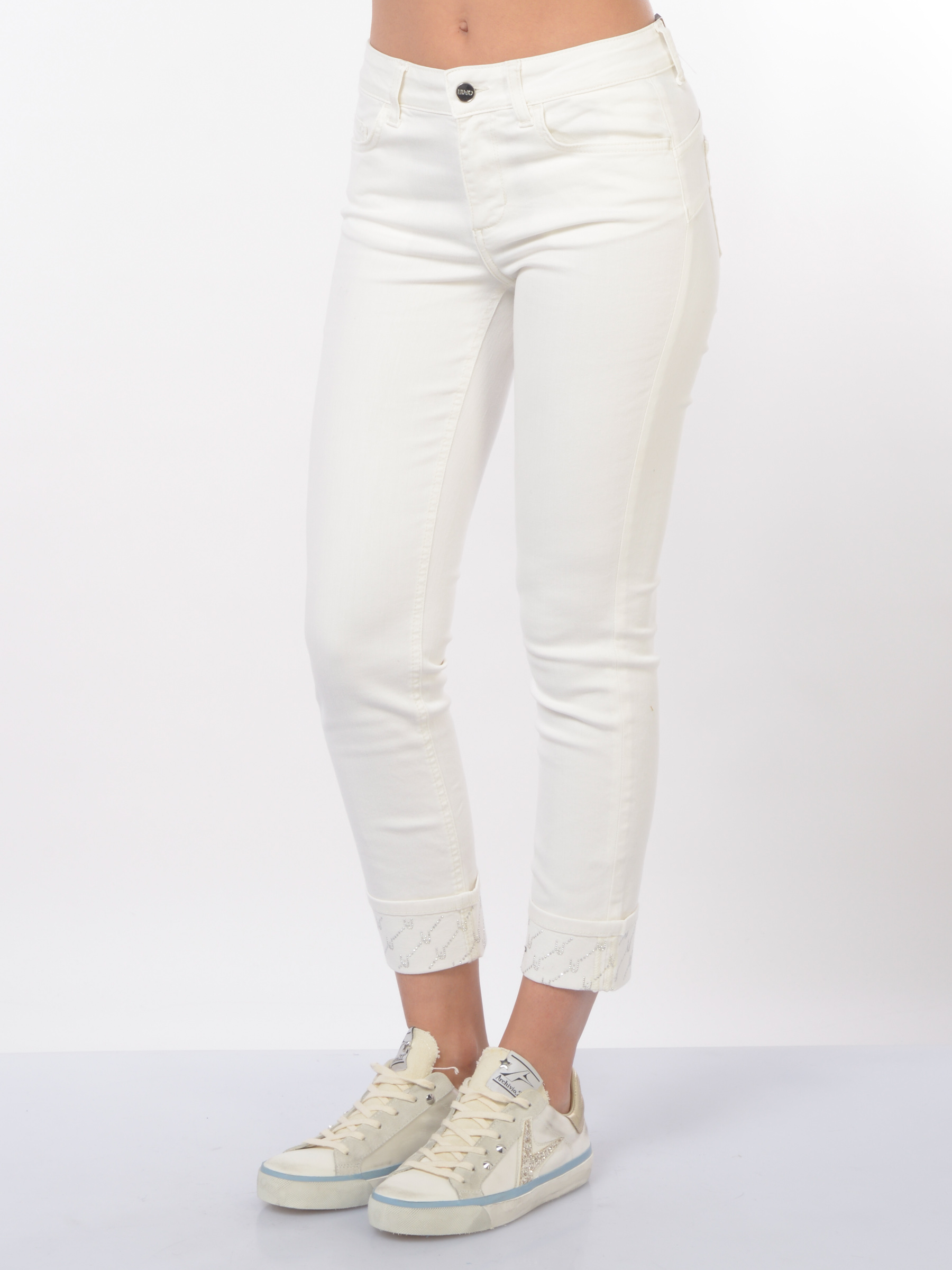 jeans da donna Liu Jo Monroe Skinny con balza e strass
