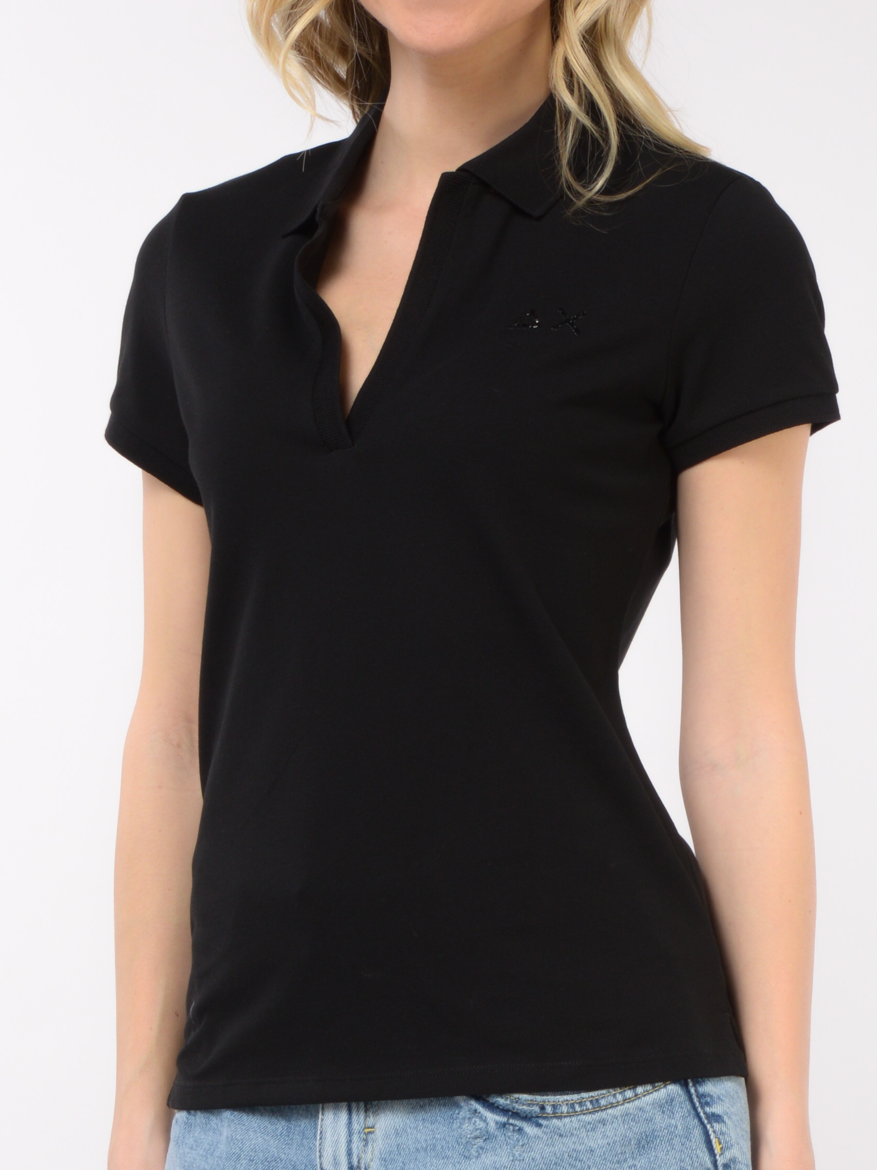 polo da donna Sun68 con scollo a V e logo
