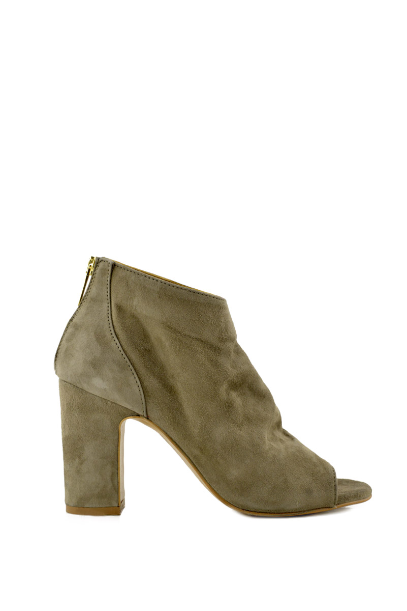 Tronchetto donna in pelle scamosciata aperto beige scuro