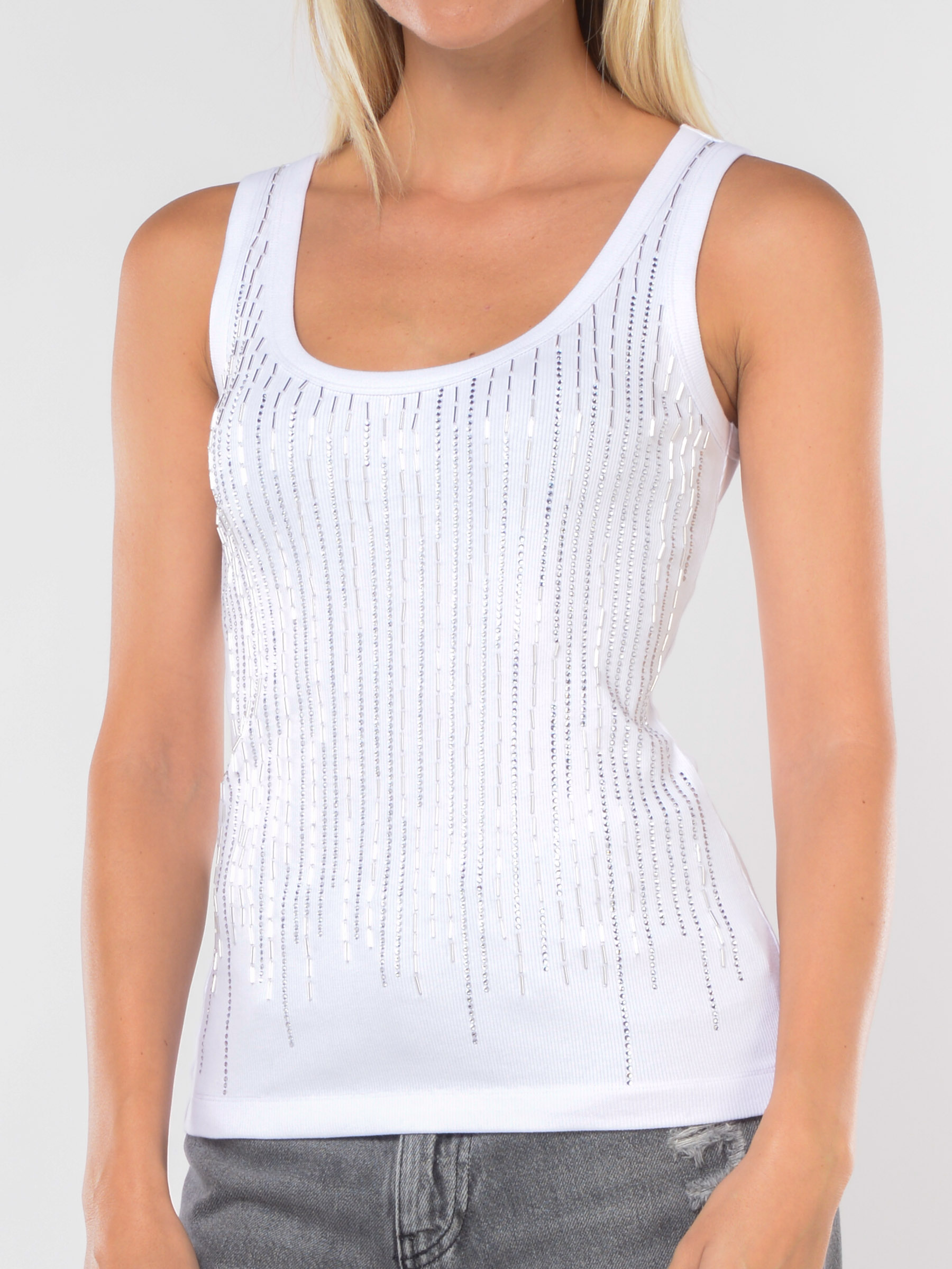 top da donna Pinko in cotone stretch con strass