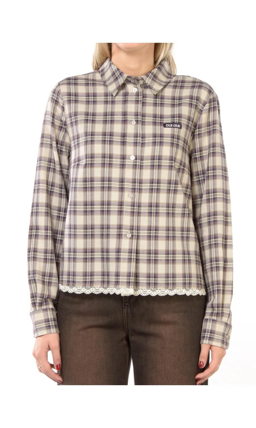 camicia da donna Oui a quadri 