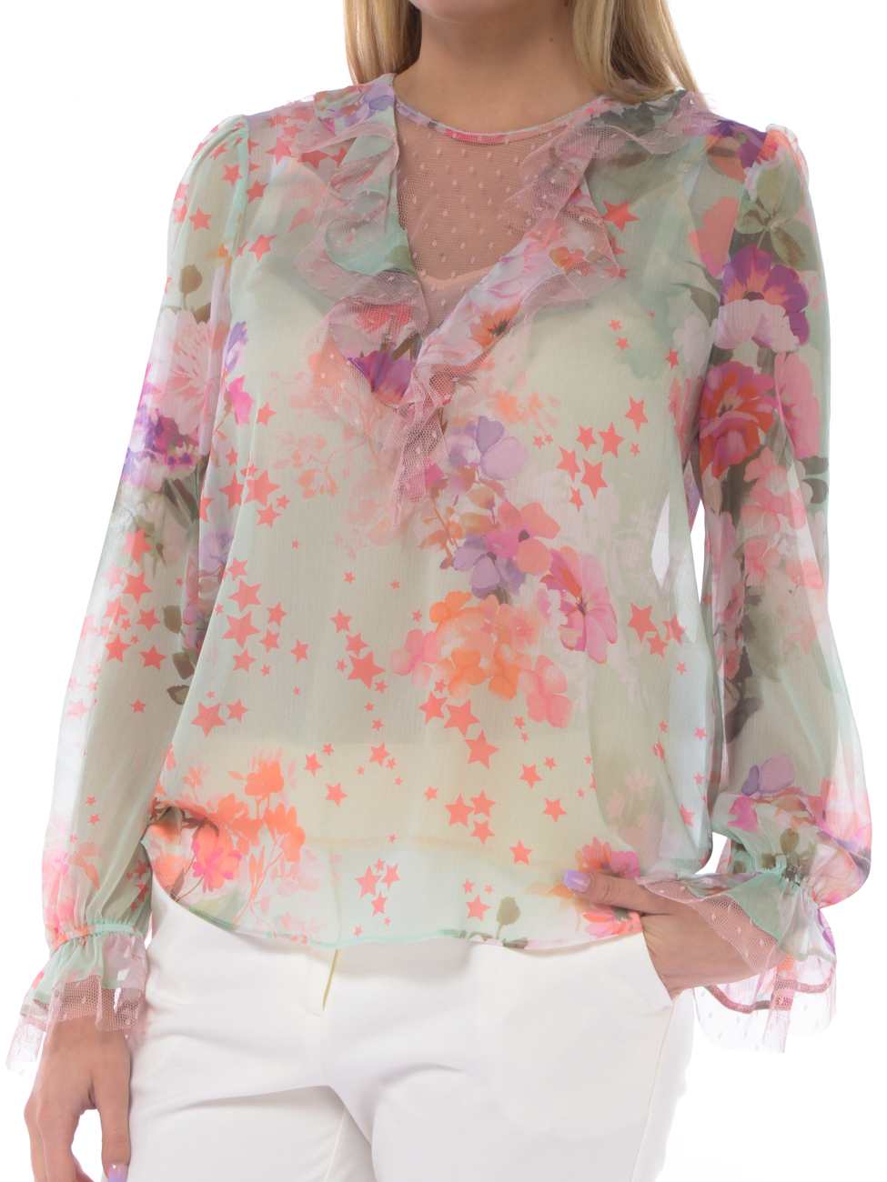 blusa da donna Twinset a fantasia con inserti