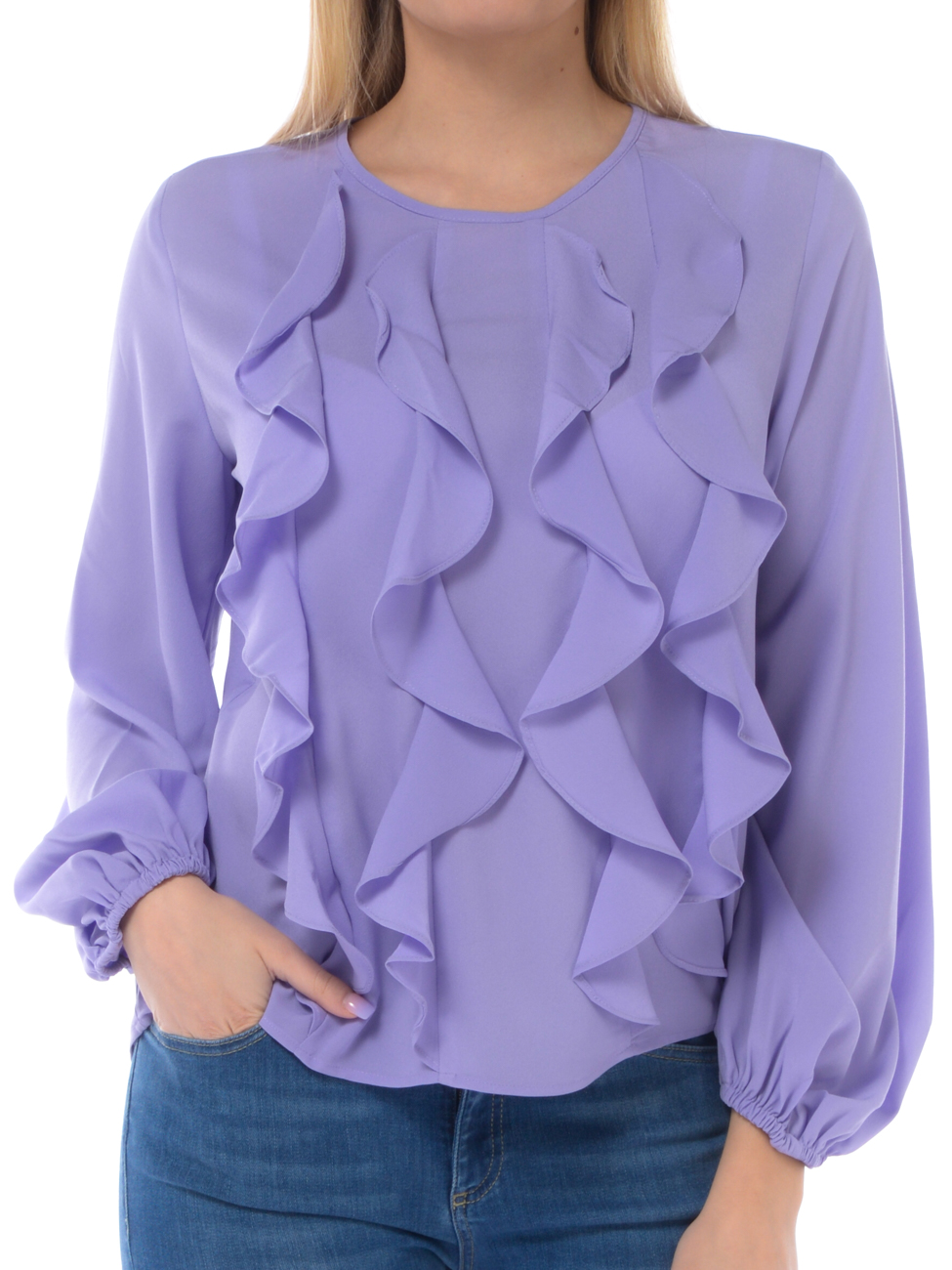 Blusa da donna lilla arricciata