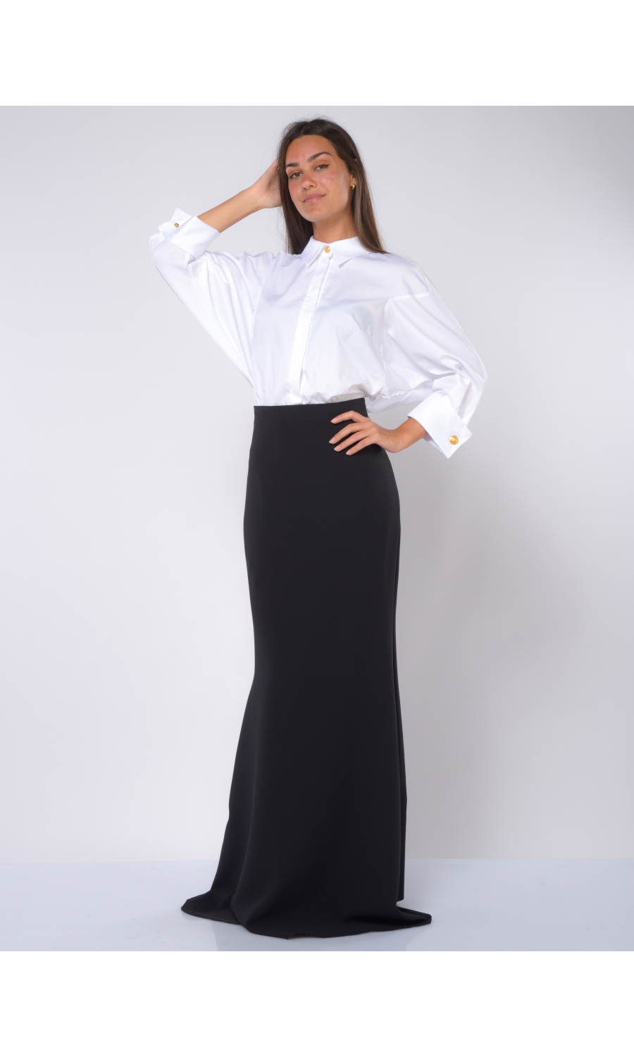 abito lungo bianco e nero da donna Elisabetta Franchi Red Carpet combinato