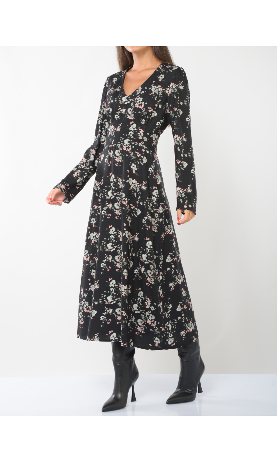 abito lungo nero da donna Mar De Margaritas in viscosa a fiori 