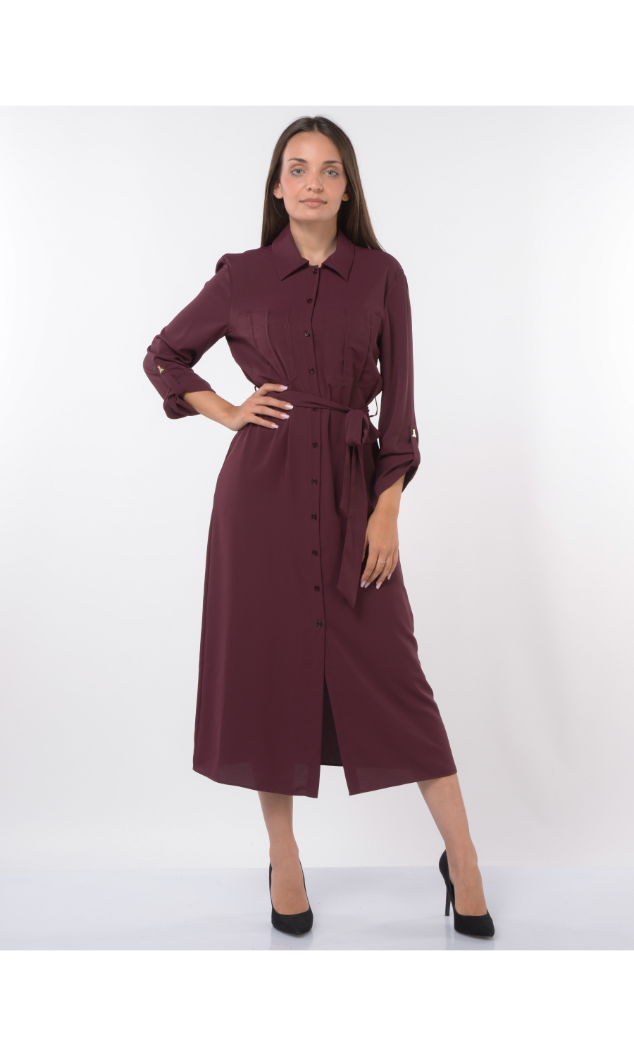 abito lungo da donna Patrizia Pepe chemisier con cintura