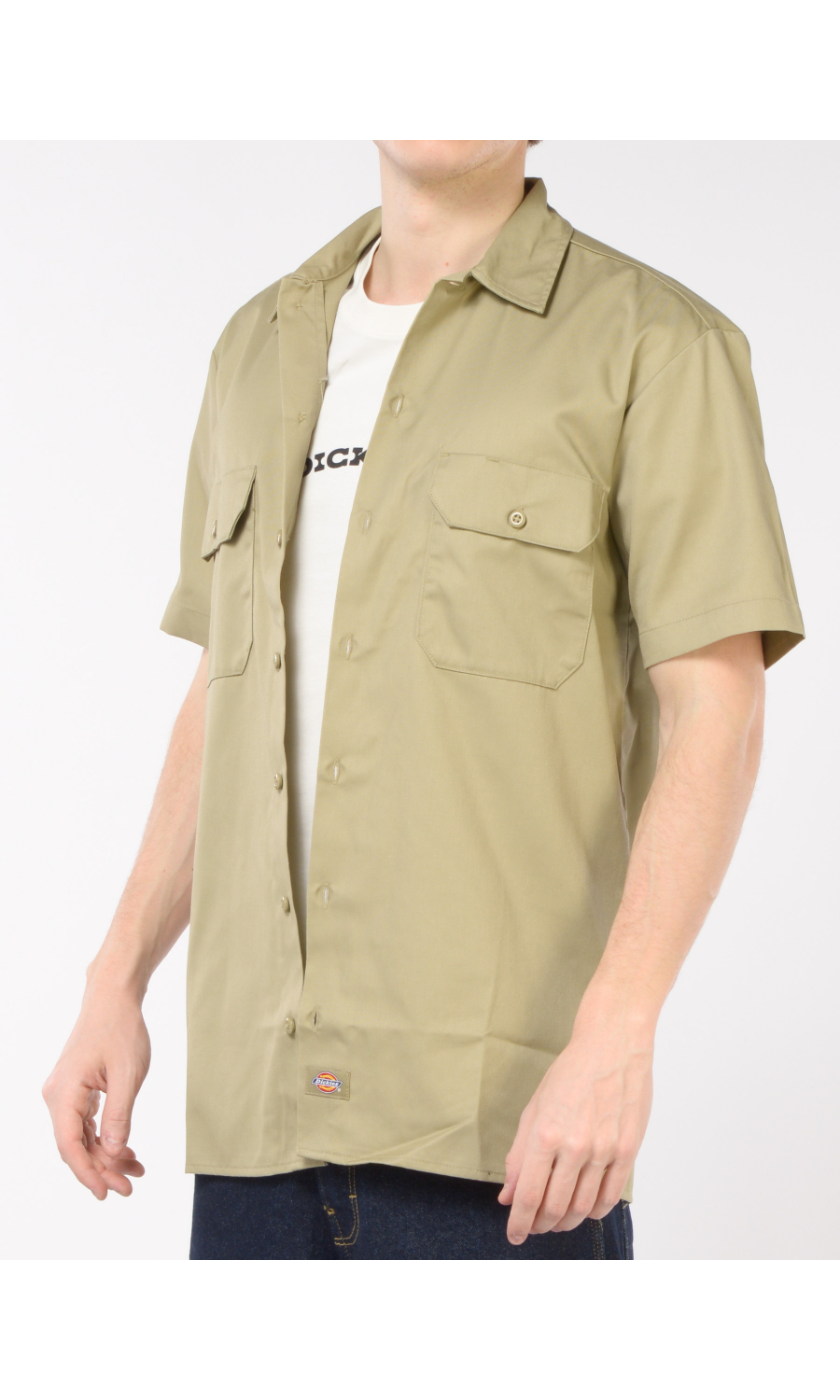 camicia da uomo Dickies manica corta con tasche verde