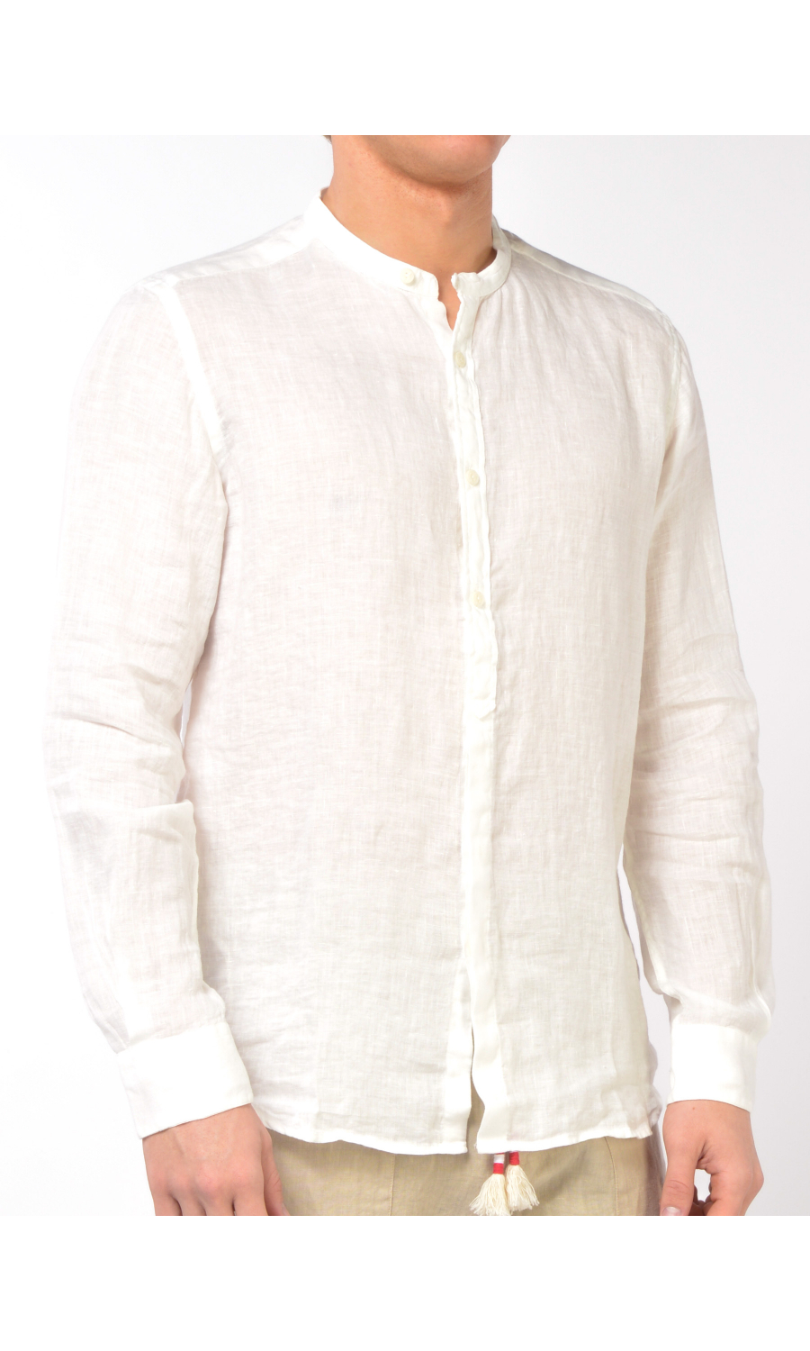 camicia da uomo Mc2 Saint Barth in lino coreana NAXOS bianca