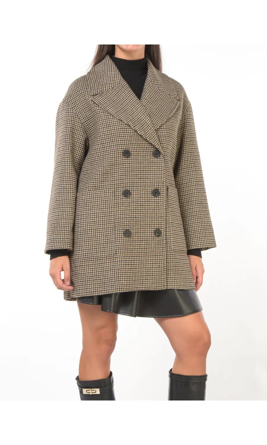 cappotto da donna Kaos a doppiopetto in pied de poul