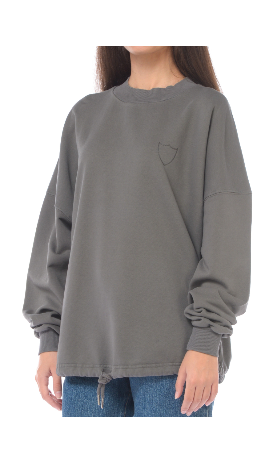 felpa da donna grigia Htc Los Angeles girocollo con coulisse
