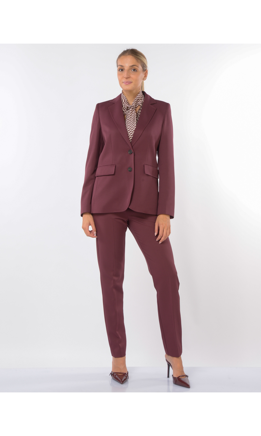 giacca da donna rossa Emme By Marella effetto riga a monopetto