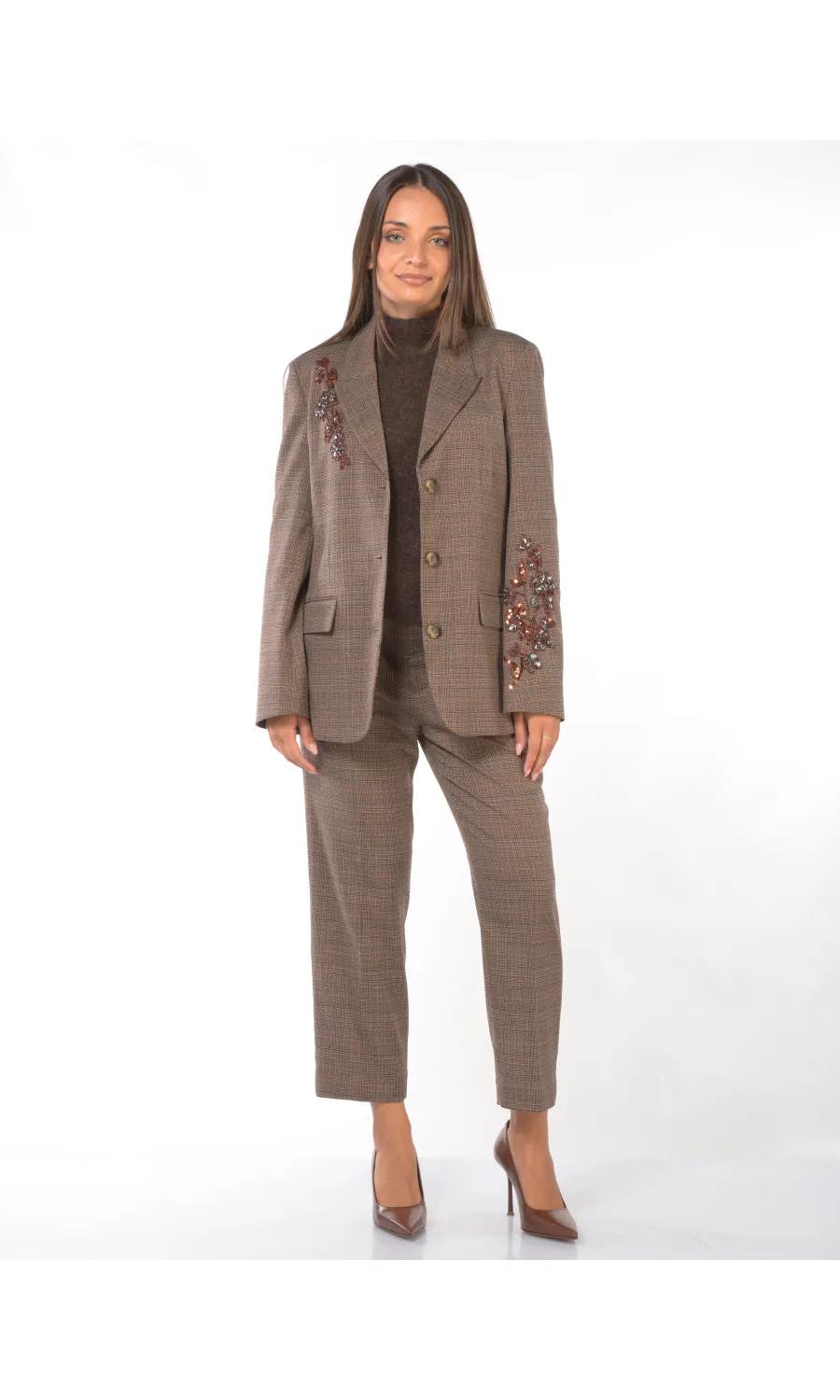 completo elegante Liu Jo check con ricami gioiello 