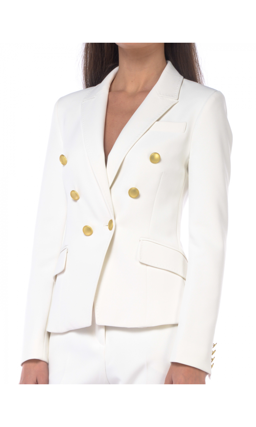 giacca da donna bianca Nenette doppiopetto con impunture