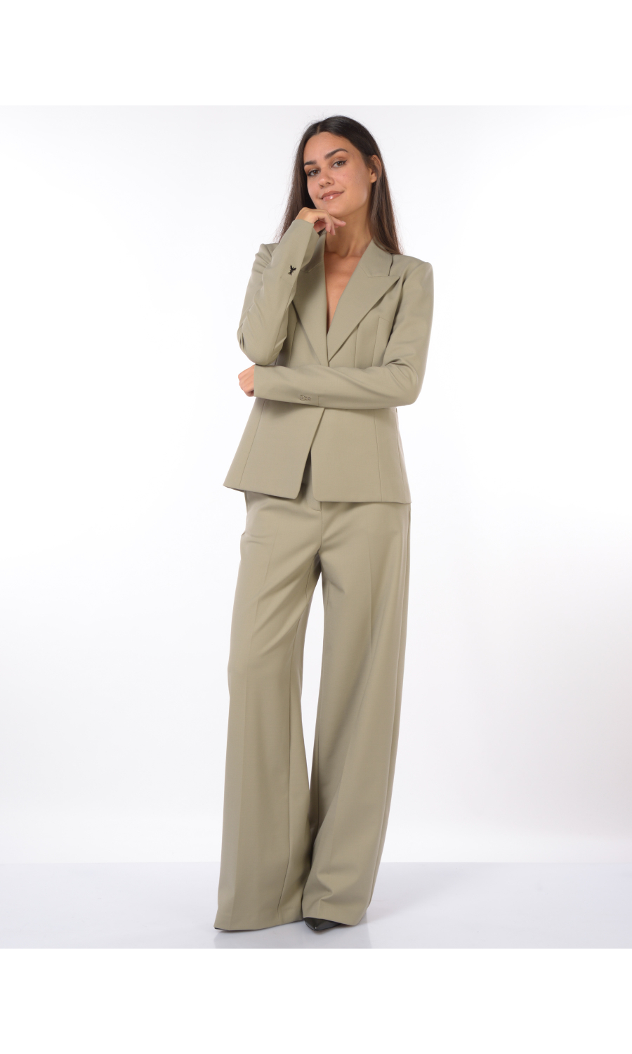 giacca da donna beige Patrizia Pepe punta lancia con applicazioni 