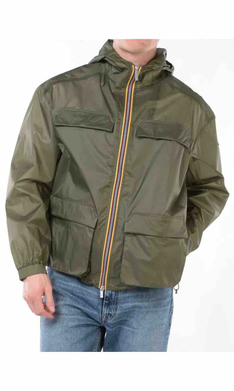 giubbino K-way verde militare