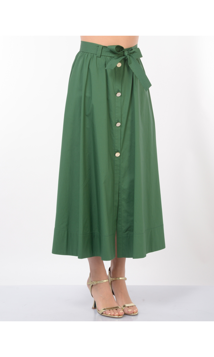 gonna lunga da donna Liu Jo con bottoni e cintura verde