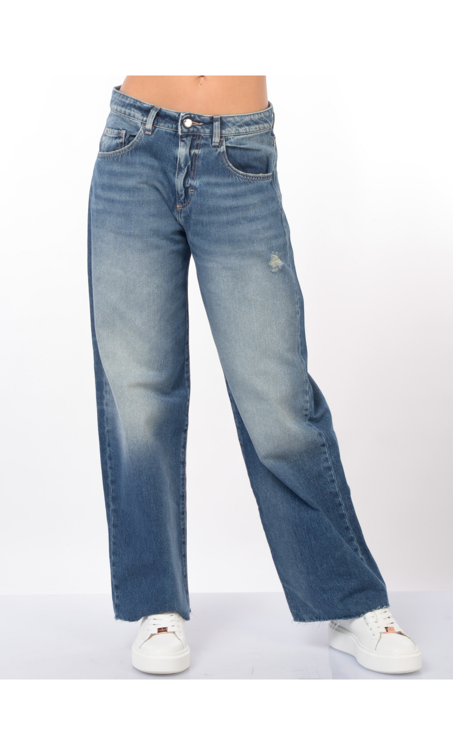 jeans da donna blu Icon Denim Bea con rotture