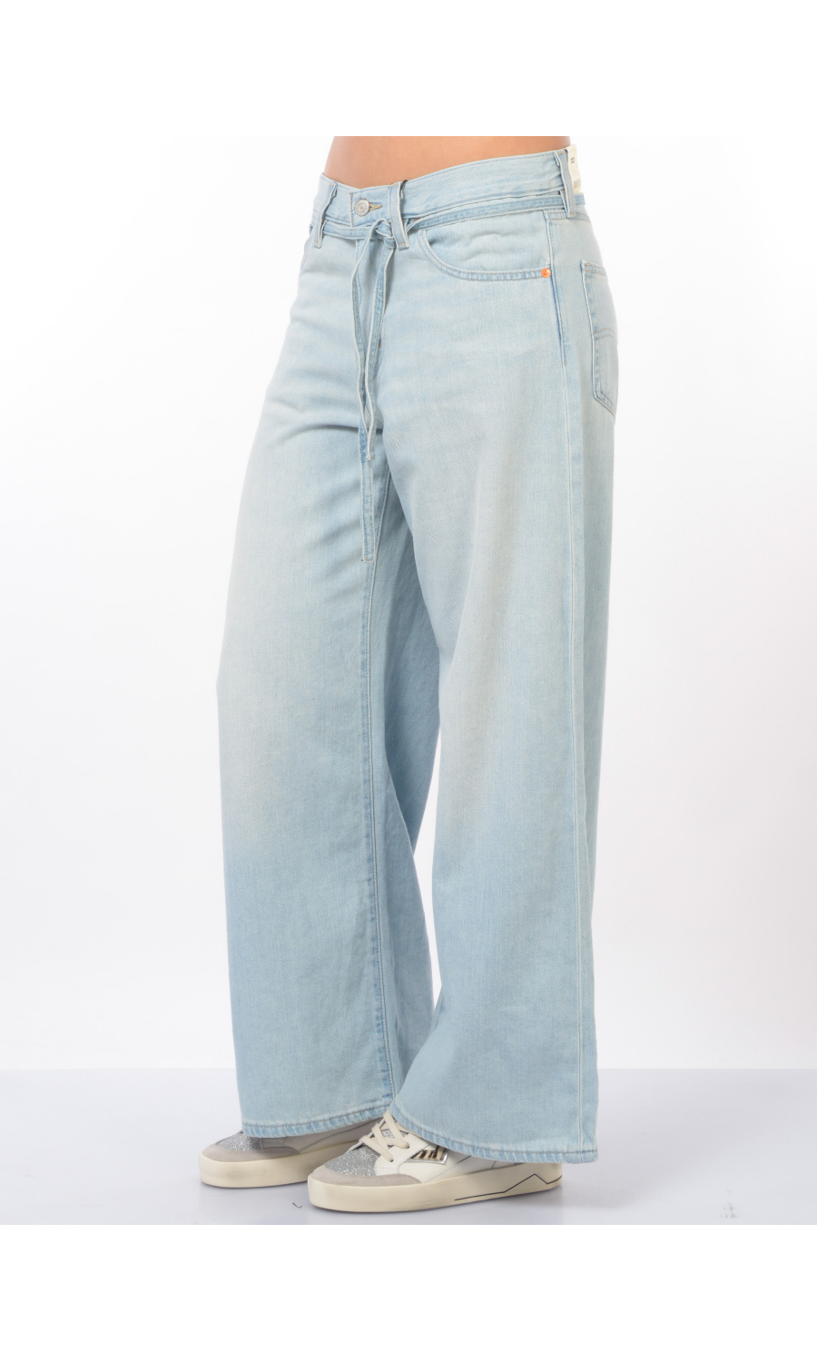 jeans da donna blu Levi's® XL Straight in cotone e lino