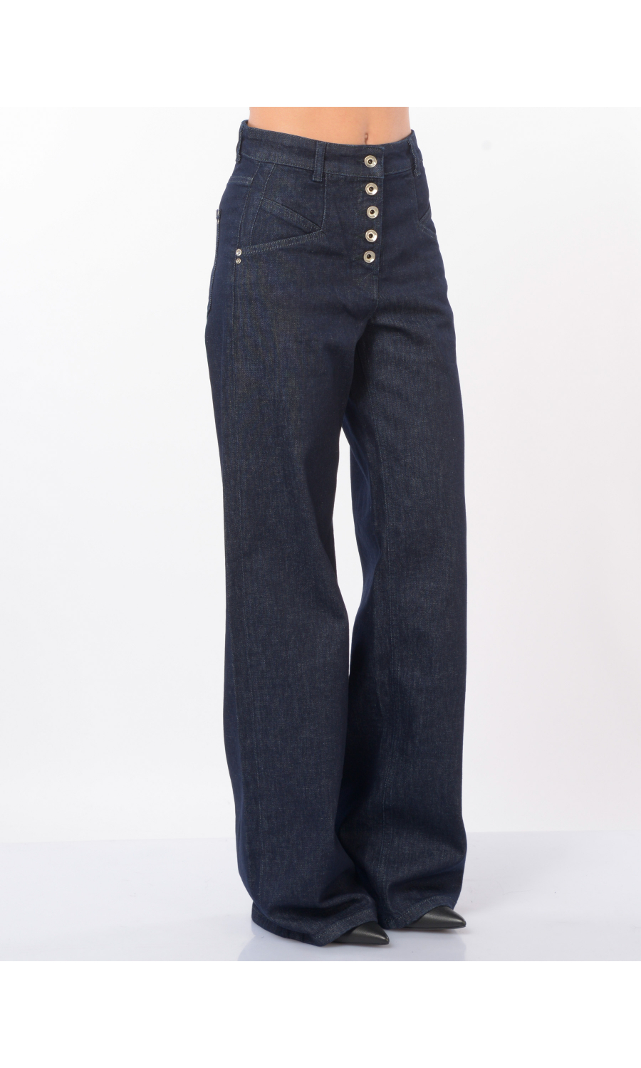 jeans da donna blu Patrizia Pepe a palazzo con bottoni