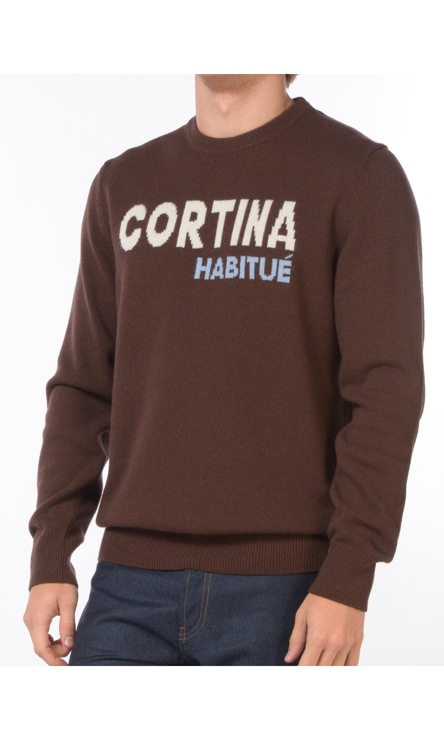 maglia da uomo marrone Mc2 Saint Barth girocollo cortina