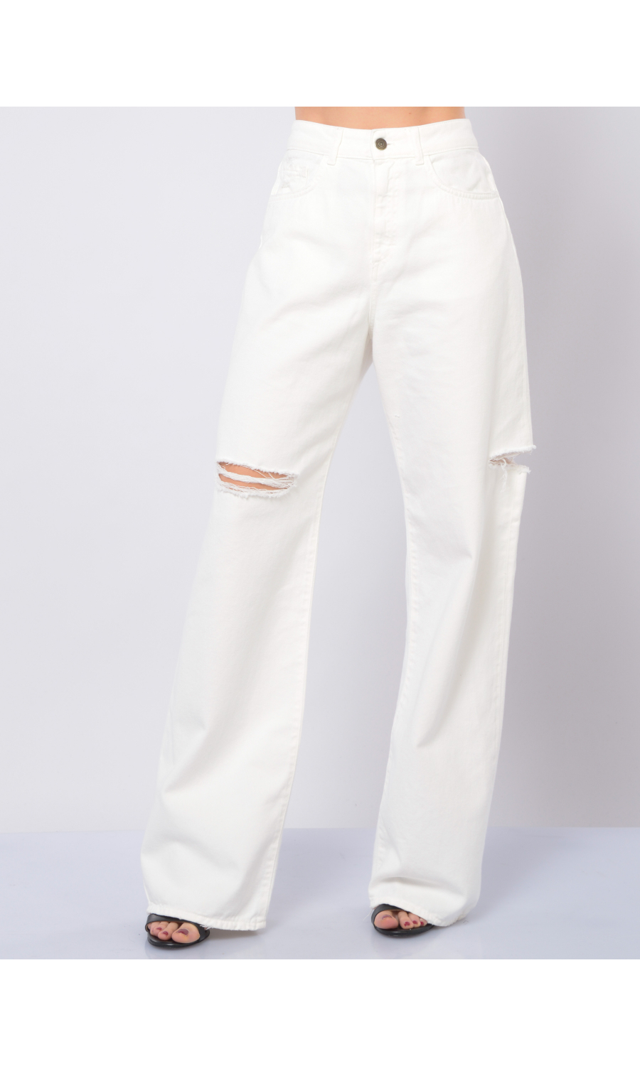 pantalone panna da donna Aniye By in bull di cotone con rotture