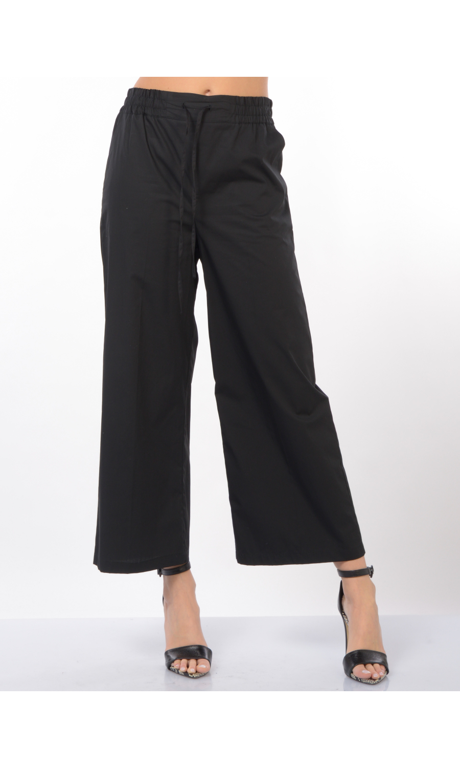 pantalone da donna nero Emme By Marella ampio con elastico
