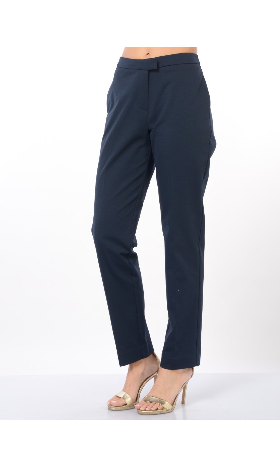 pantalone da donna blu Kaos a sigaretta con elastico 