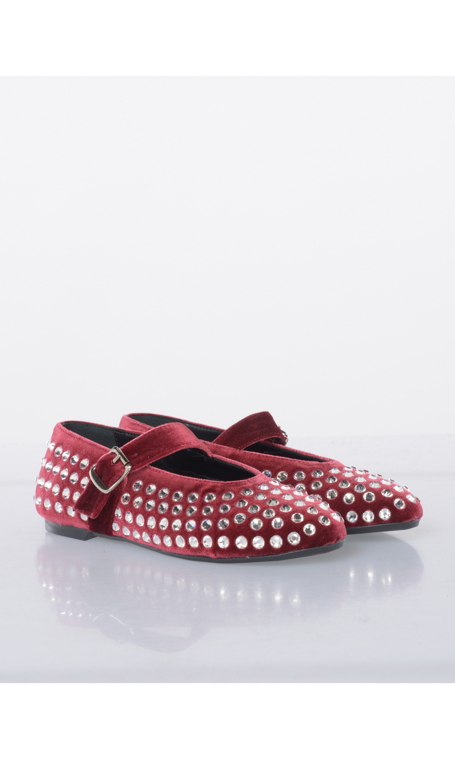 scarpa da donna rossa Ovye mary jane in velluto con strass