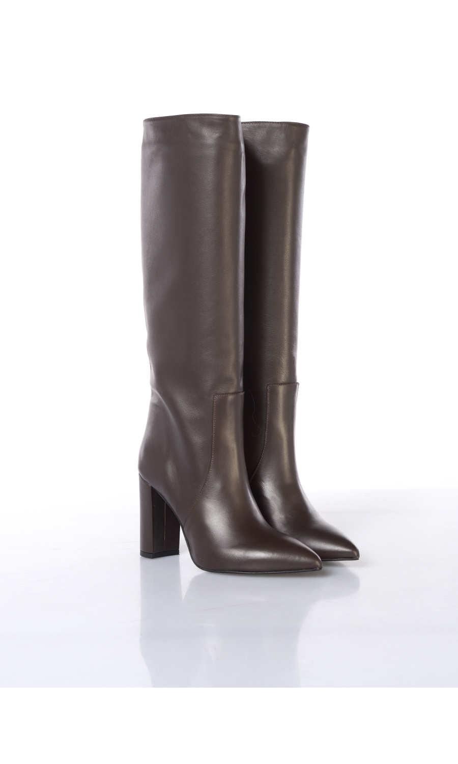 stivale marrone da donna Ovye in vera pelle con tacco