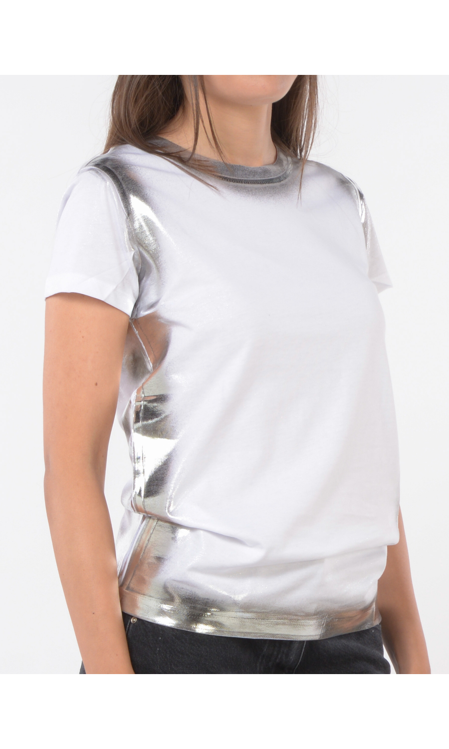 t Shirt da donna Patrizia Pepe a girocollo con effetto metallizzato