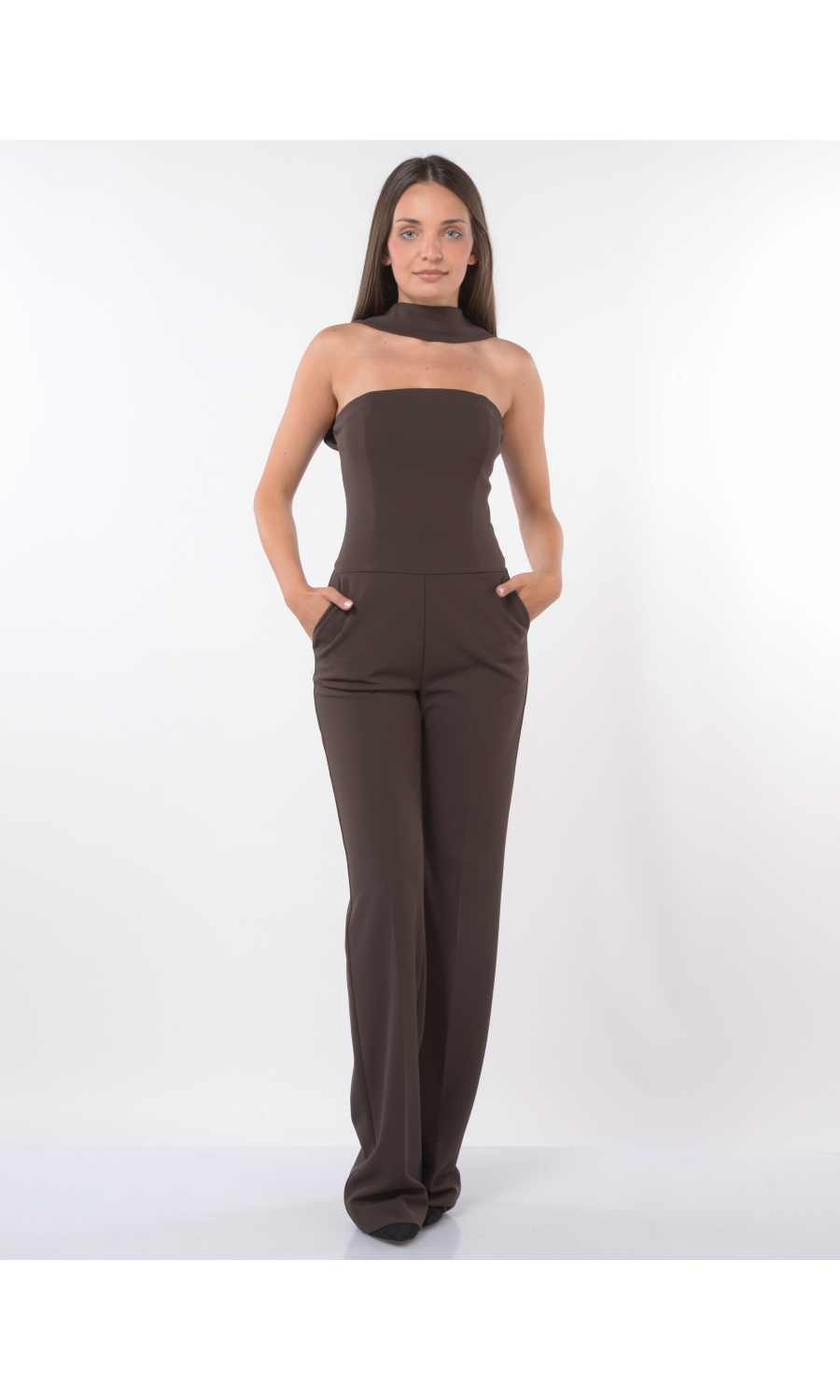 tuta Pantalone marrone da donna Aniye By Sienna con scollo all'americana