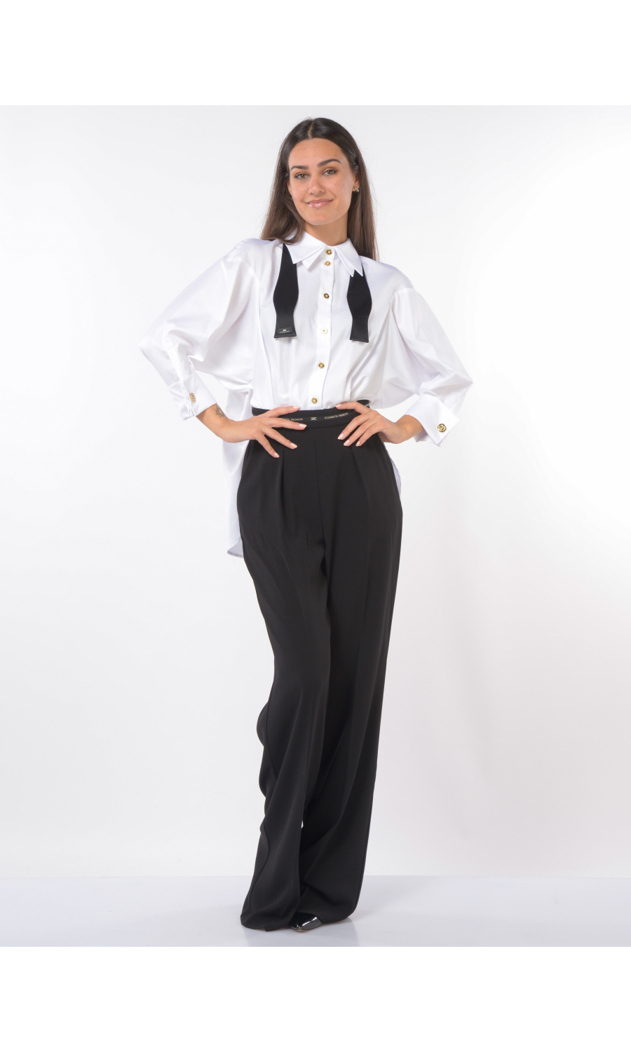 tuta Pantalone bianca da donna Elisabetta Franchi a due pezzi con papillon