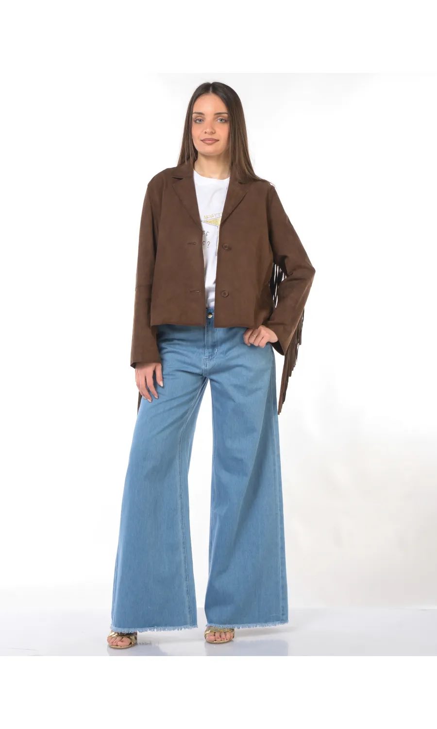 giacca da donna scamosciata con frange Seventy