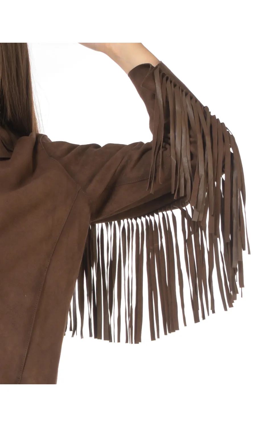 giacca donna scamosciata con frange